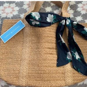 NWT Draper James straw bag with floral scarf